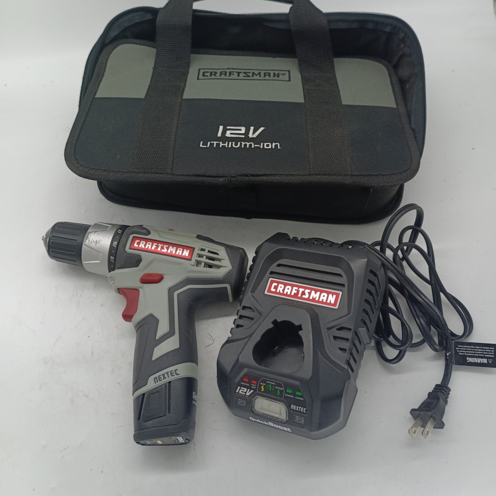Craftsman Nextec 12V Lithium-Ion Cordless 3/8 Drill Driver Kit 320.30565 Case